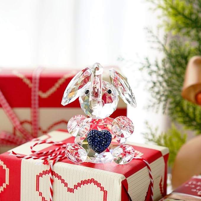 H&D HYALINE & DORA Handmade Crystal Elephant Figurine Glass Elephant Animal Figurines Collectible Gifts for Animal Lover