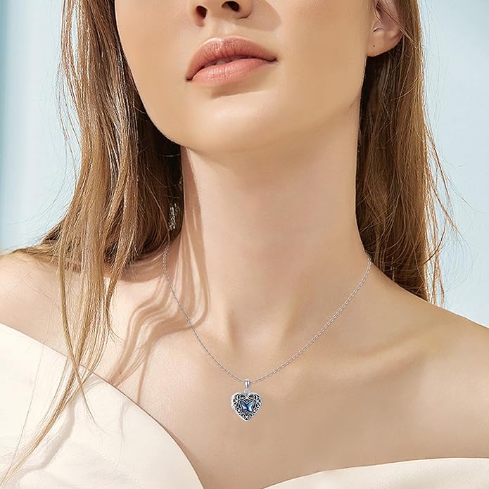 YFN Locket Necklace 925 Sterling Silver Heart Locket Necklace that Holds Pictures for Women Jewelry Gifts