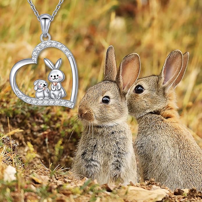 FLYOW Elephant Necklace Cat Necklace Bunny Neklace Horseshoe Necklace Blue Jay Necklace Sterling Silver Animal Necklaces for Women