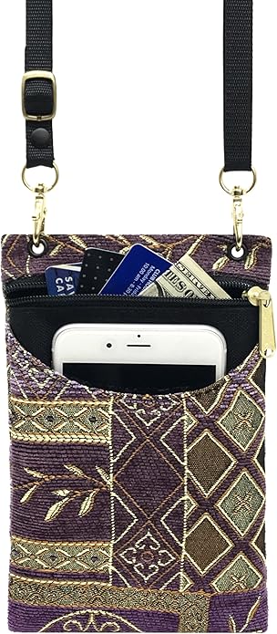 Danny K. Women's Tapestry Crossbody Cell Phone or Passport Purse, Handmade in USA