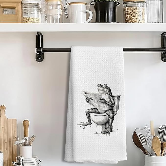 Funny Bathroom Hand Towels，Frog Gifts for Women,Frog Bathroom Decor,16x24 inch