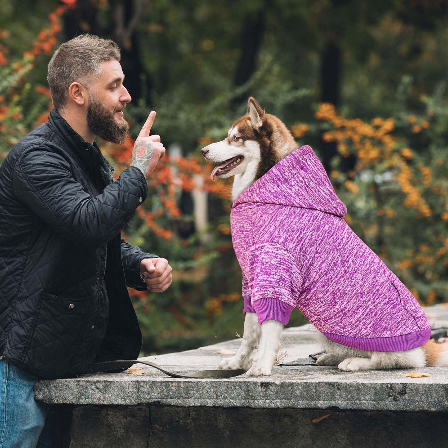 Dog Sweaters for Large Dogs Hoodie Fleece Dog Sweater Soft Clothes Sweatshirt with Pocket Hoodie for Large Dogs(Purple&XL)