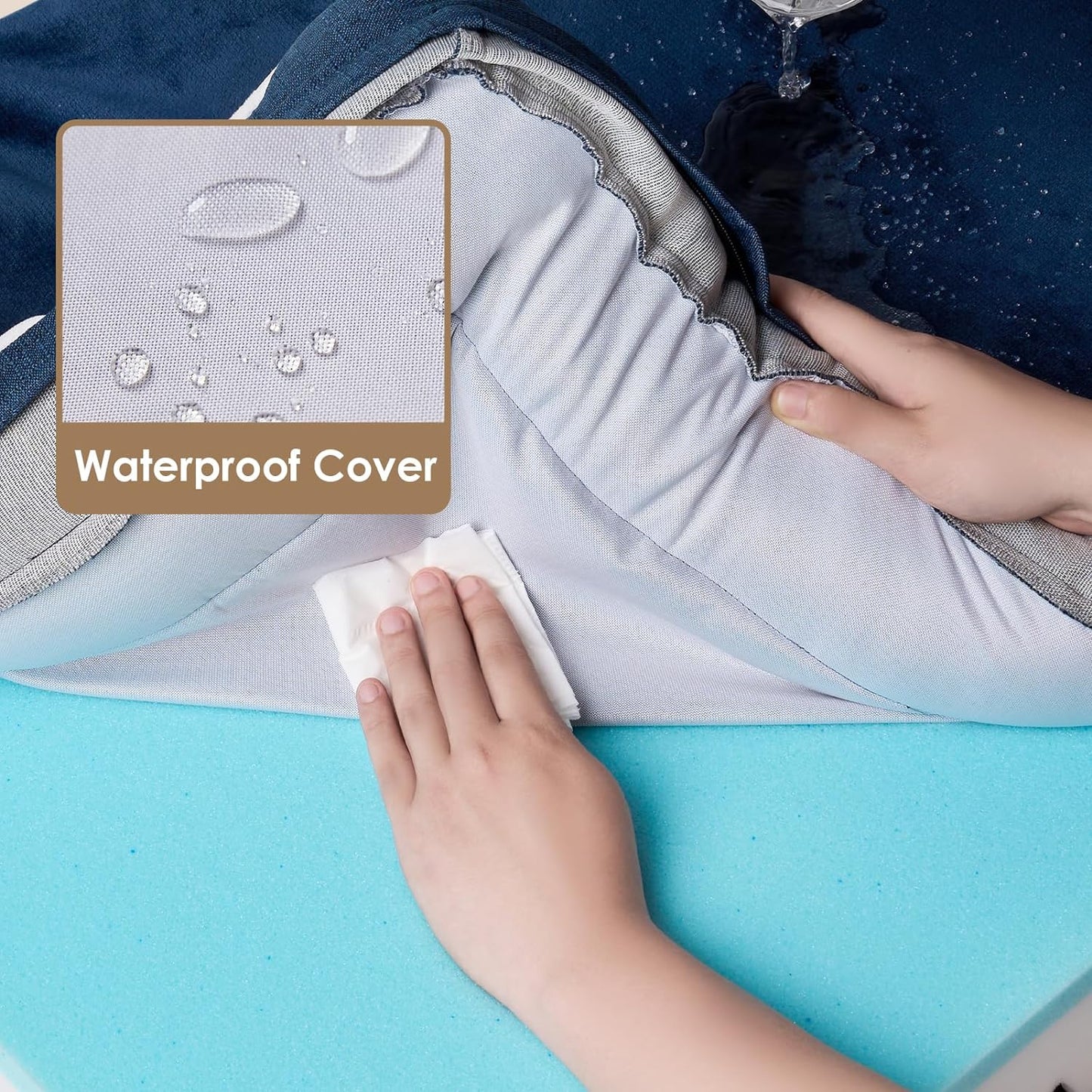 EHEYCIGA Egg-Crate Memory Foam Dog Bed, Waterproof, Navy, Large 41 x 27 x 6.5 inches, 100 lbs Capacity