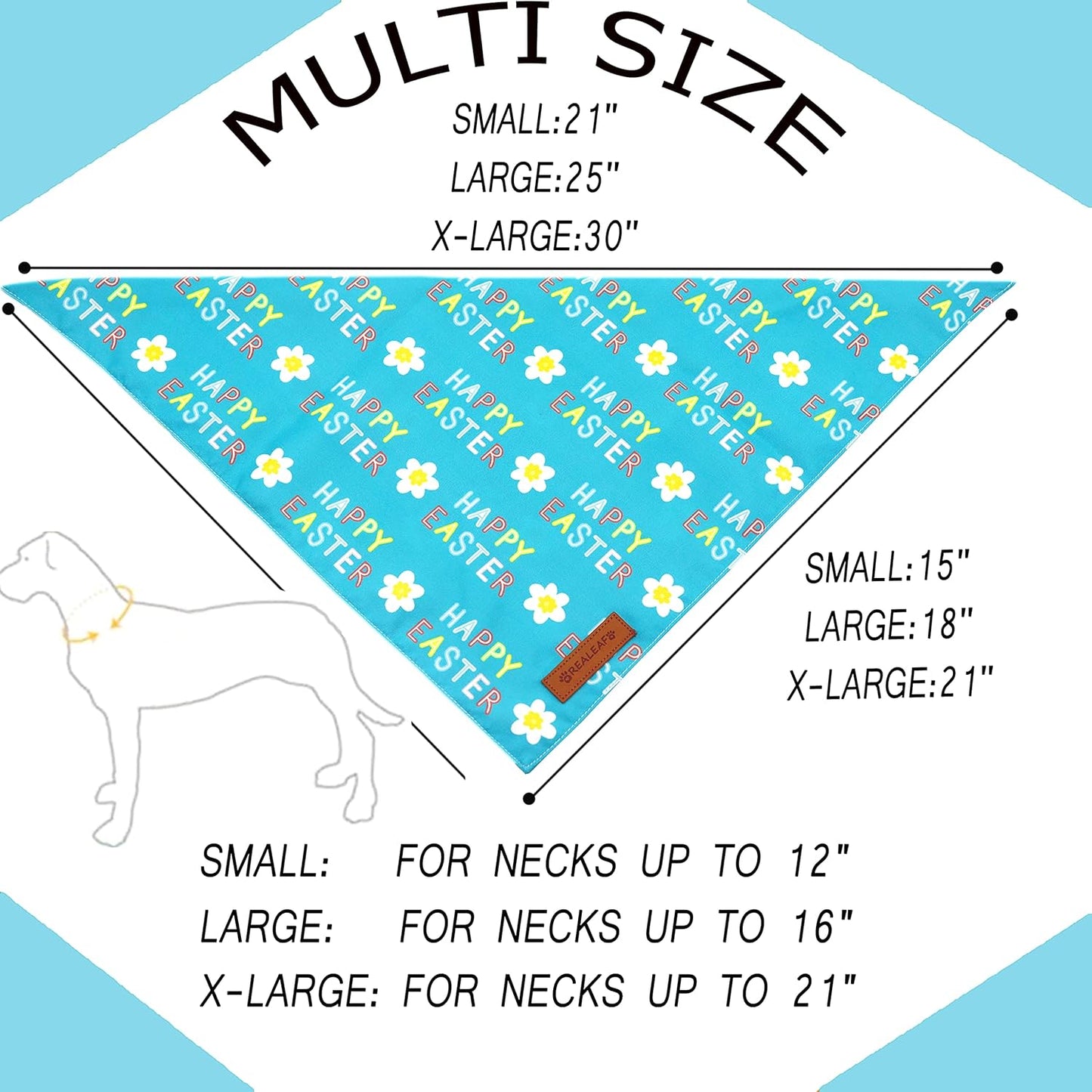 Realeaf Happy Easter Dog Bandanas 2 Pack, Reversible Pet Scarf for Boy and Girl, Premium Durable Fabric, Holiday Bandana for Small Medium Large and Extra Large Dogs (X-Large)