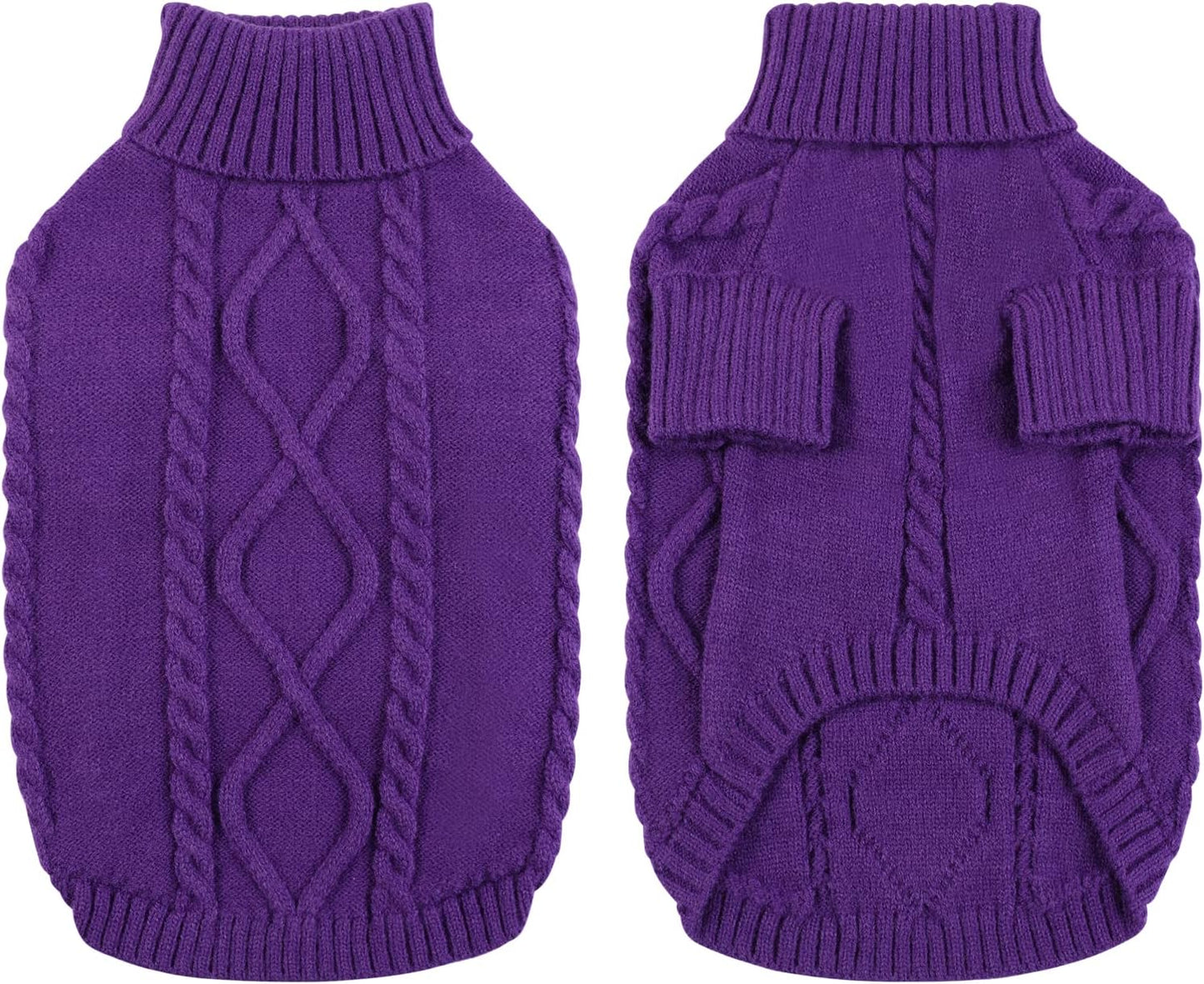 Queenmore Dog Sweater for Large Size Pet,Pitbull Dog Sweater,XXL Doggy Sweater for Labrador Retriever,Cold Weather Warm Knitted Pet Sweatershirt for Boy Girl Dogs (Purple,2XL)
