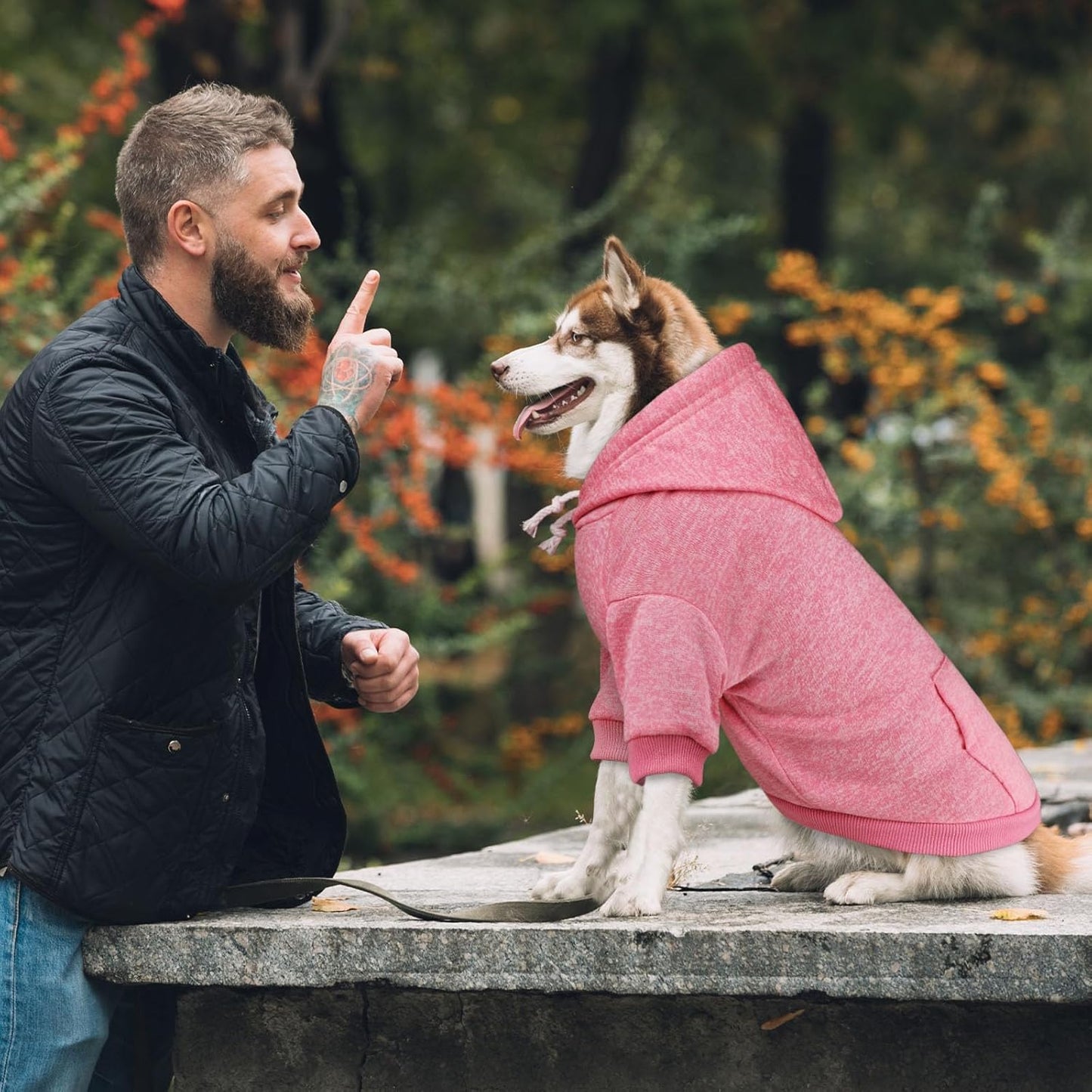 Dog Sweaters for Large Dogs Dog Hoodie Fleece Sweater Soft Pet Clothes Sweatshirt with Pocket Pet Hoodie for Large Dogs(Pink&XL)