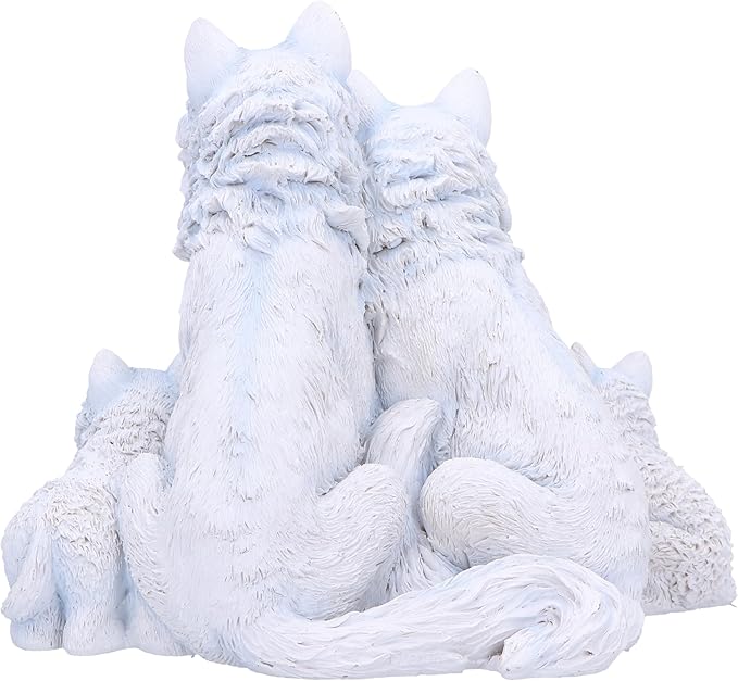 Nemesis Now Protected Pups Figurine 19cm, Resin, White, Wolf Family Figure, White Wolf Family Ornament, Collectable Wolf Giftware, Cast in The Finest Resin, Expertly Hand-Painted