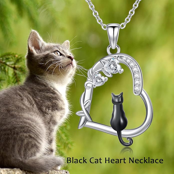 Heart Animal Necklace 925 Sterling Silver Cute Animal Pendant Jewelry Birthday Gifts for Women Girlfriend Mom Animal Lovers