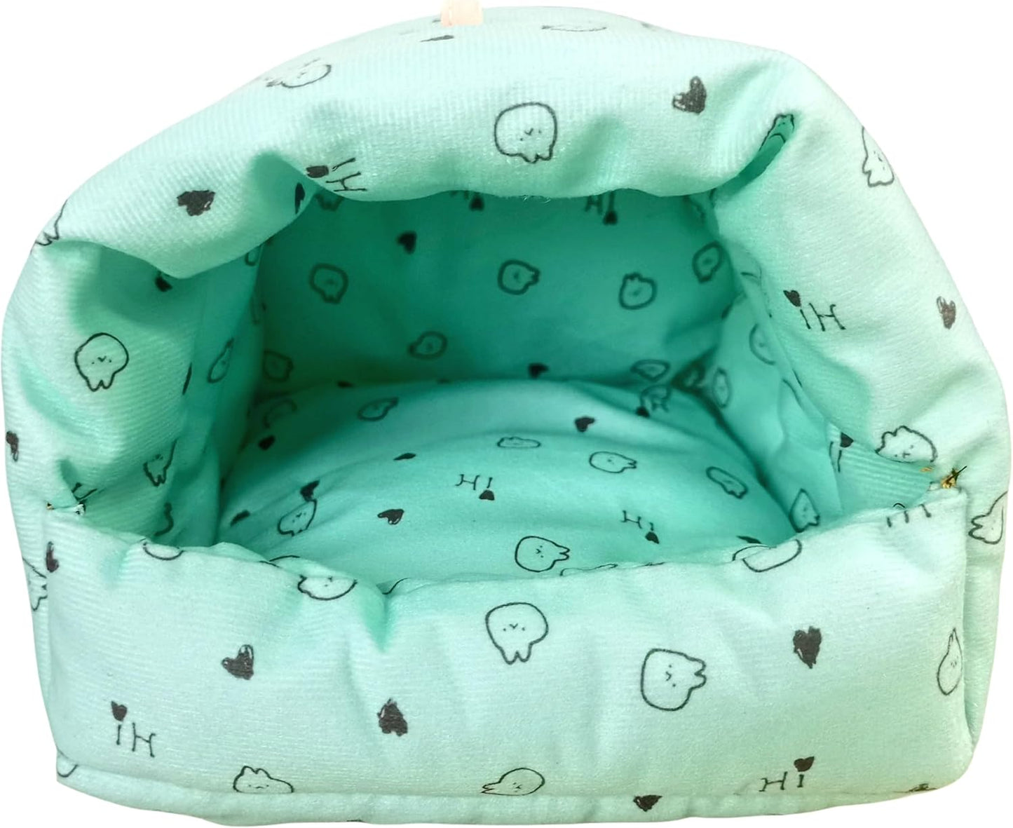 WowowMeow Guinea Pigs Bed,Hamster Bed,Soft Sleep Mat Pad and Warm Cave for Rats,Rabbit,Chinchillas,Hedgehog,Squirrel and Other Small Animals (L, Heart-Green)