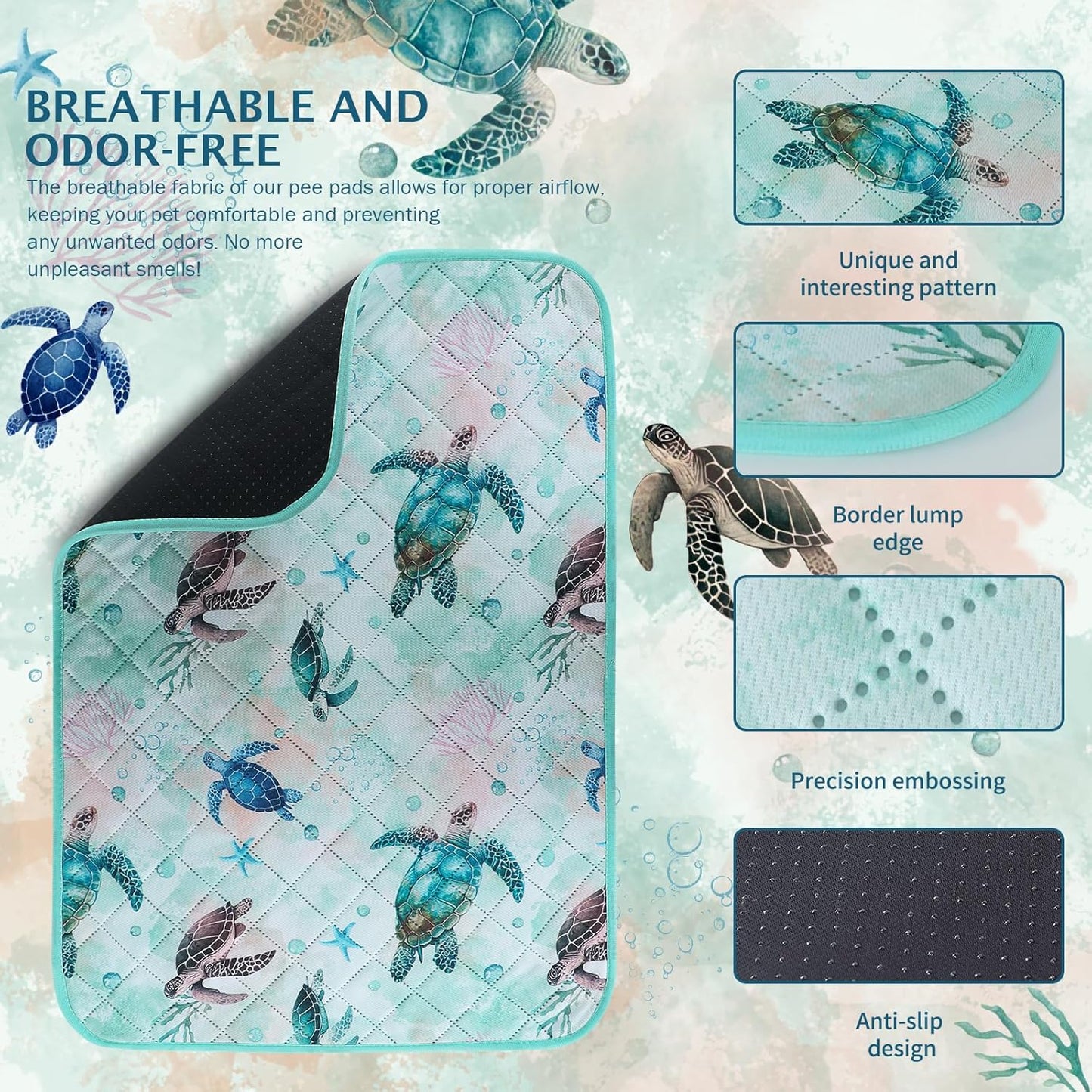 IEUUMLER Washable Pee Pads for Dogs, 2 Pack Reusable Waterproof Puppy Pads, Non-Slip Super Absorbent Dog Training Pad for Playpen Crate Bed EU012