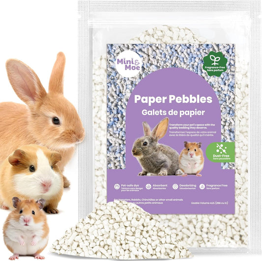 mini&moe Rabbit Litter Paper Pellet Bedding: Hamster Bedding Odor Control & Moisture Absorbent Natural Paper Pellet Bedding - for Small Animal Guinea Pigs,Rabbits Bedding 3.96lb