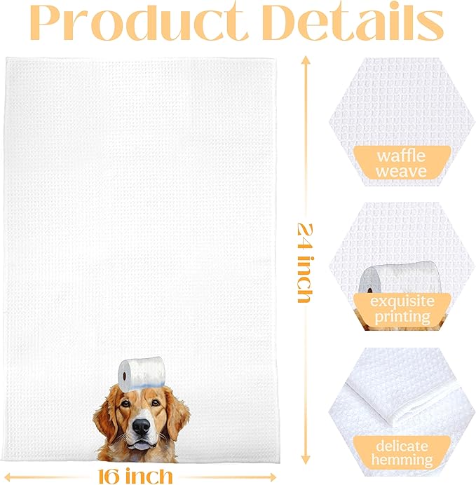 Funny Golden Retriever Bathroom Hand Towels, Gifts for Golden Retriever Women Dog Lovers Decorative Hand Towels for Bathroom, Funny Dog Kitchen Towels, 16x24 Inch Set of 4