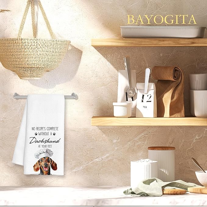 Dachshund Kitchen Towels Decorative, Weiner Dog Dish Tea Towels for Kitchen Drying, Weiner Dachshund Lover Gifts Hand Towels, Pet Lovers Dog Mom Gifts, 16x24 Inch