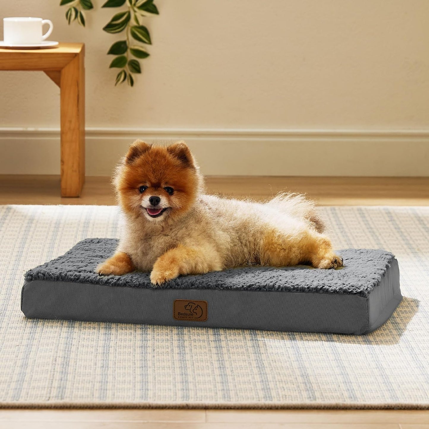 Bedsure Dog Bed for Small Dogs - Orthopedic Flat Puppy Beds with Removable Washable Cover, Egg Crate Foam Pet Mat, Suitable for Pet Up to 20 lbs