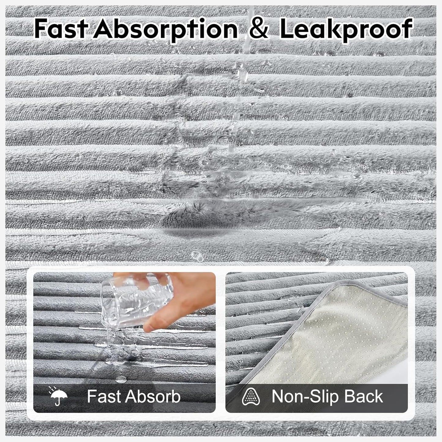 Flannel Washable Pee Pad for Dogs - 2 Pack Reusable Dog Pee Pads Extra Large, Fast Absorb Pet Playpen Mat with Non-Slip Back, Waterproof Puppy Training Pad. (Light Grey, 48" X 48")