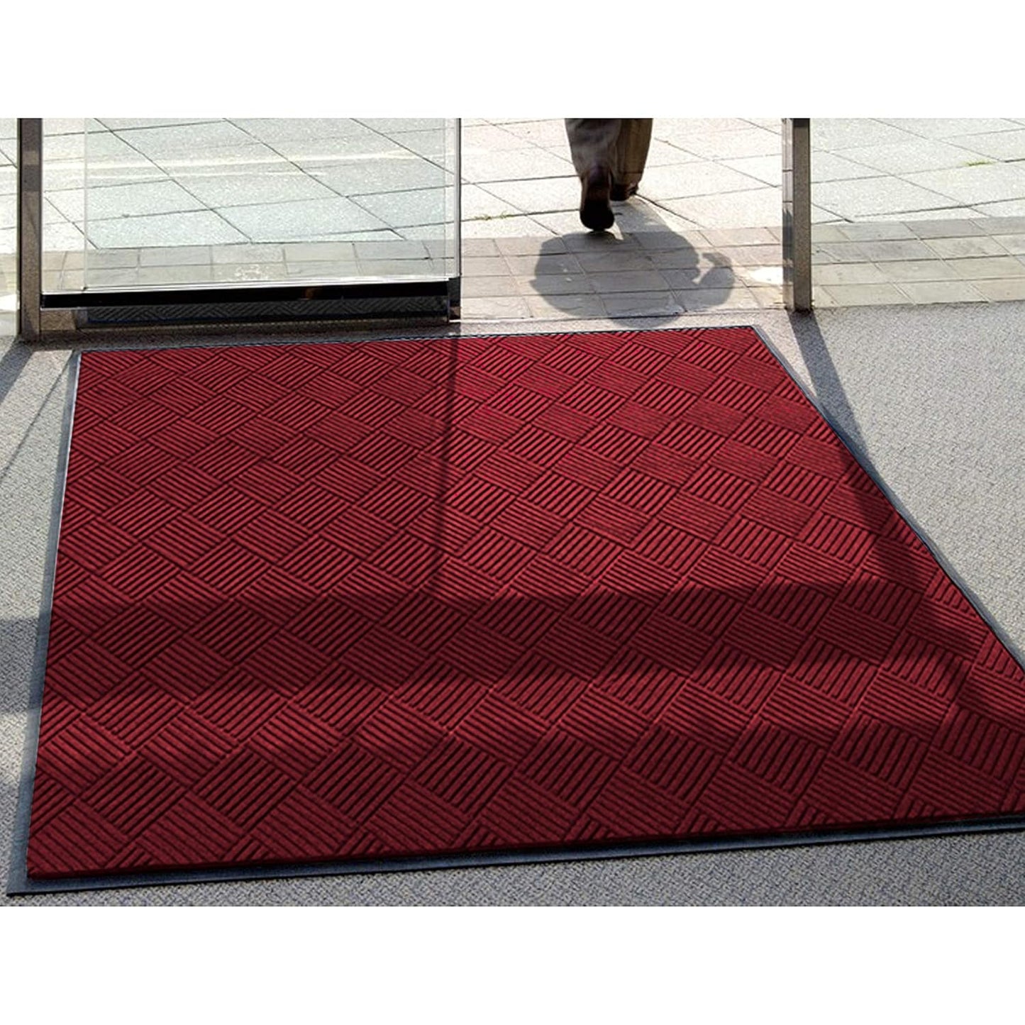 WaterHog Diamond | Commercial-Grade Entrance Mat with Rubber Border – Indoor/Outdoor, Quick Drying, Stain Resistant Door Mat (Red/Black, 4' x 6')