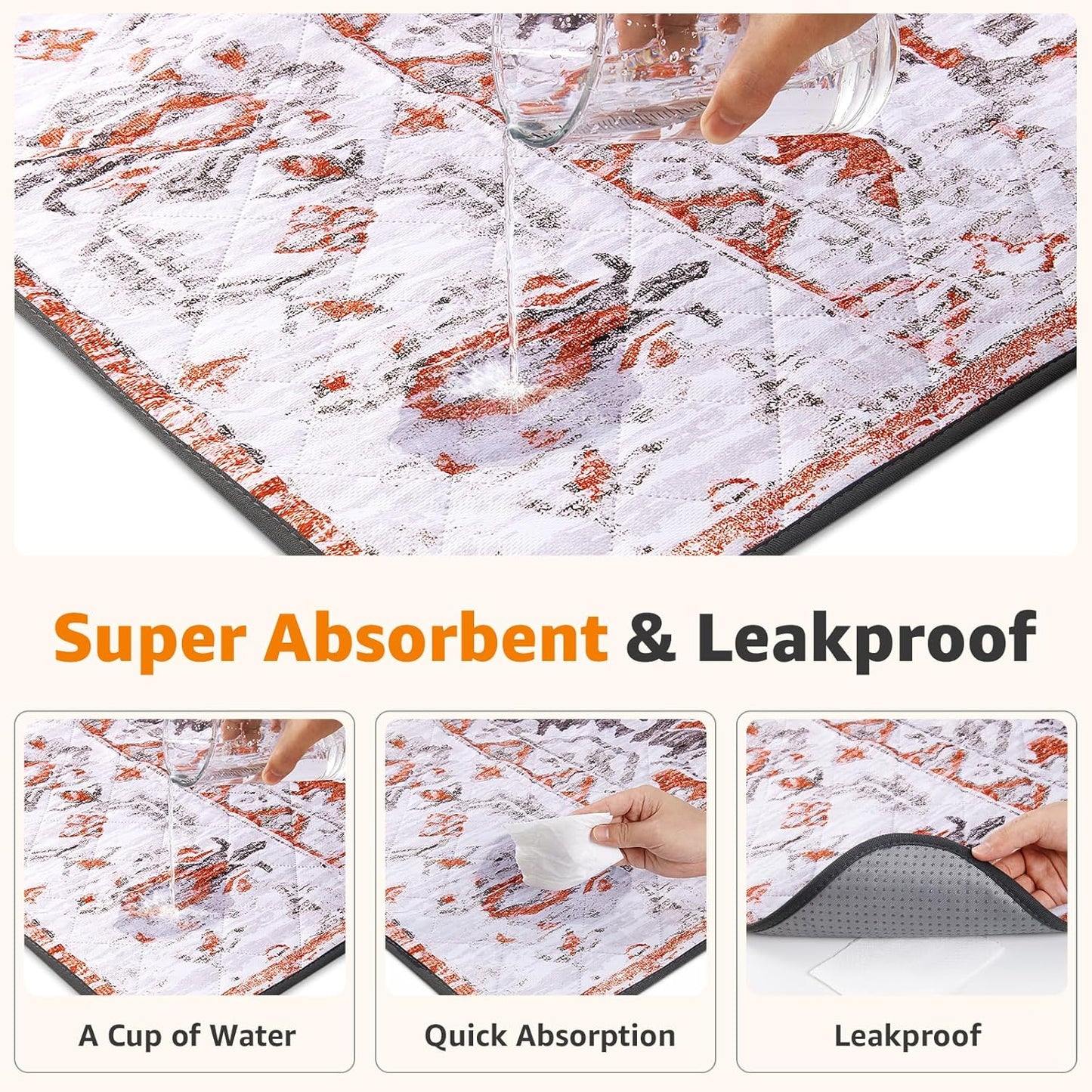 LOOBANI Washable Pee Pads for Dogs, 2 Pack Super Absorbent Reusable Puppy Pads Leakproof Dog Traning Pads, Waterproof Non-Slip Whelping Pad for Floor, Playpen, Crate, Couch-36 x36 (Red-Orange)