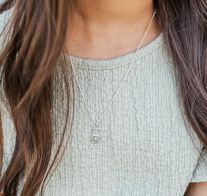 Cherished Moments Girl's Sterling Silver Cat Necklace Gift for Cat Lovers, Toddlers, Kids, Teens, and Women