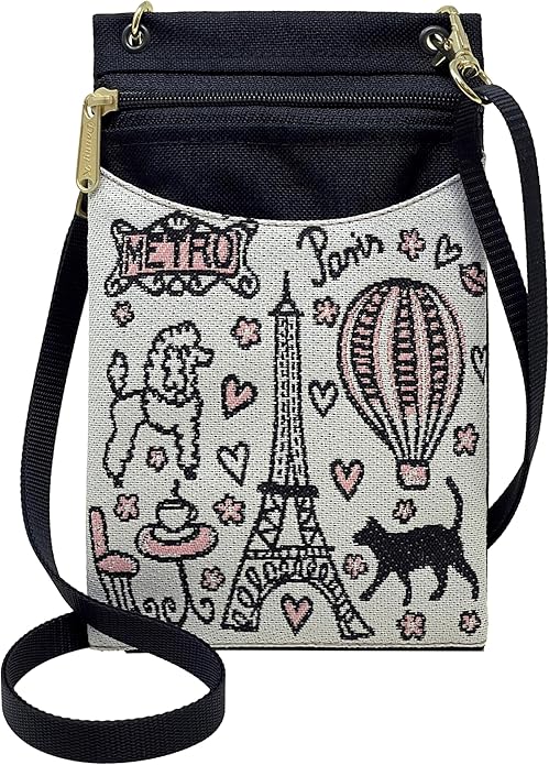 Danny K. Women's Tapestry Crossbody Cell Phone or Passport Purse, Handmade in USA