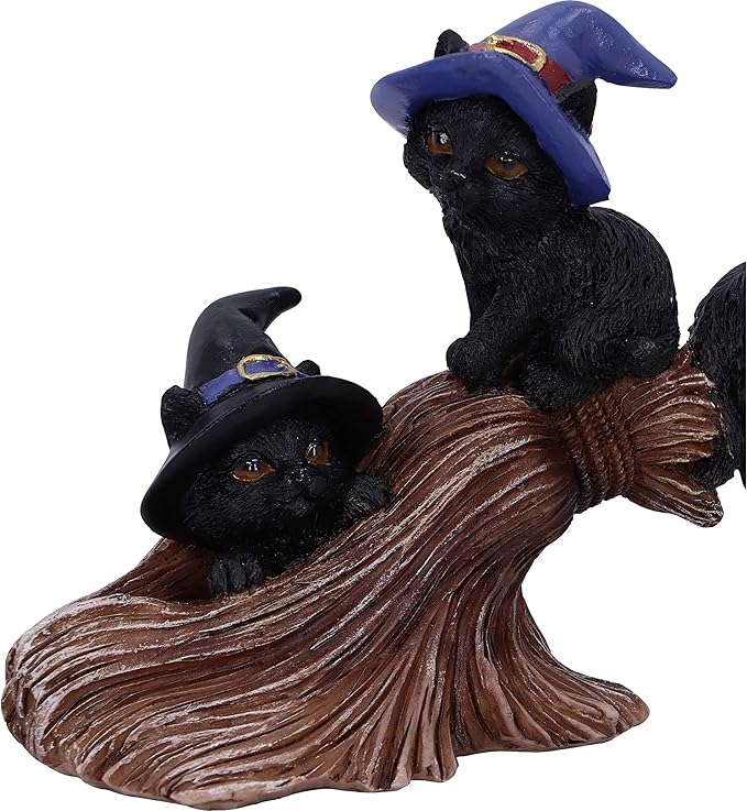 Nemesis Now Purrfect Broomstick Witches Familiar Black Cats and Broomstick Figurine,27.5cm