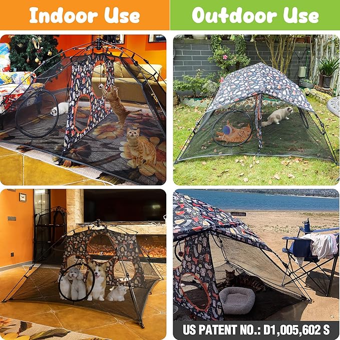 Outdoor Cat Play Tent for Indoors and Outdoors (X- Large Portable Pet House, Outdoor Cat Enclosure for Cats, Rabbits and Small Animals Easy to Connect with Run Tunnels, Cubes (Patented)