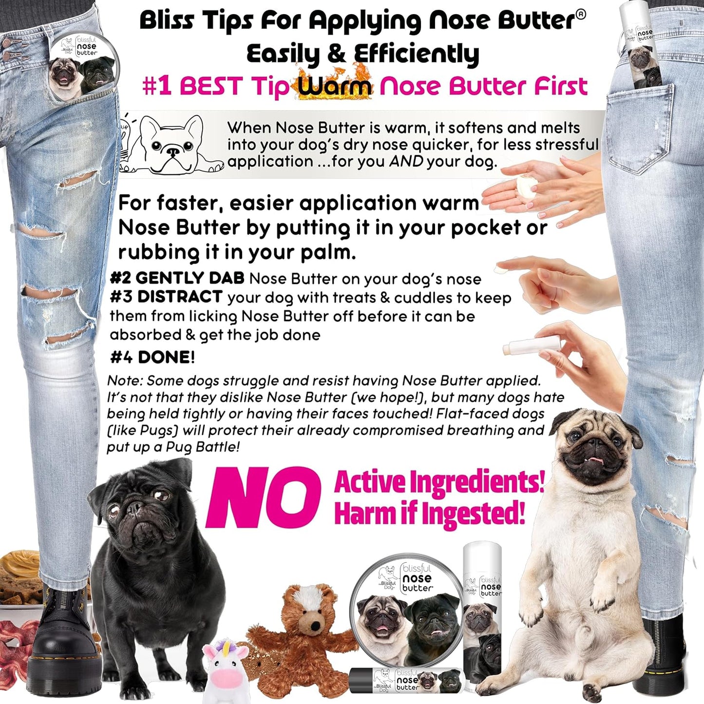 The Blissful Dog Black Pug Unscented Nose Butter, 2-Ounce