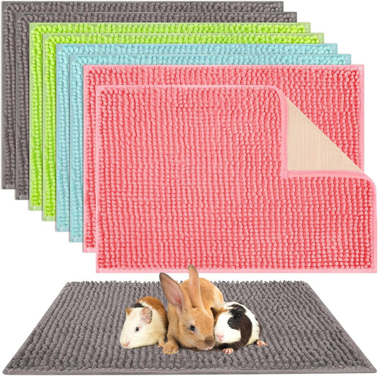 Barydat 8 Pcs Guinea Pig Cage Liner for Guinea Pig Cage Bedding Reusable Rabbit Mat Pad Washable Training Pad Animal Sleeping Bedding Mat(16x12'',Gray, Green, Pink, Blue)