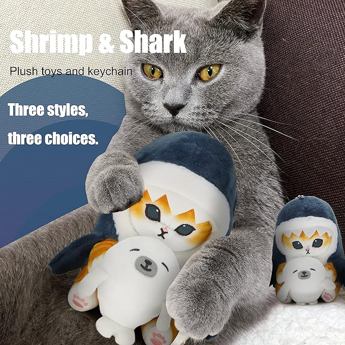 Kawaii Shark Cat Plush Toy Stuffed Animal Doll, Soft Pillow for Boys & Girls (Seal cat, 13cm/5.1in)