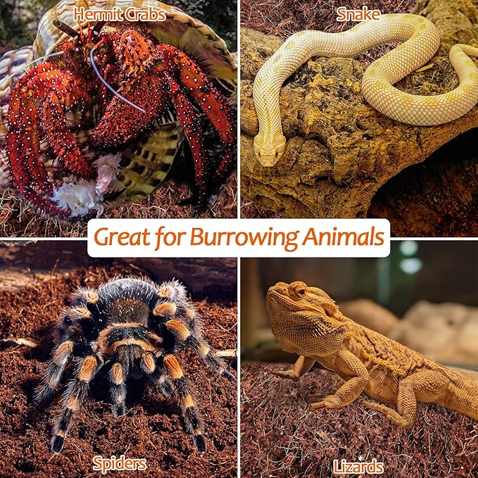 Riare 2 Pack Natural Coconut Fiber Substrate for Reptile- Premium Compressed Coconut Husk Terrarium Bedding for Reptile, Tortoise, Frogs, Snakes Hermit Crabs, Burrowing Animals