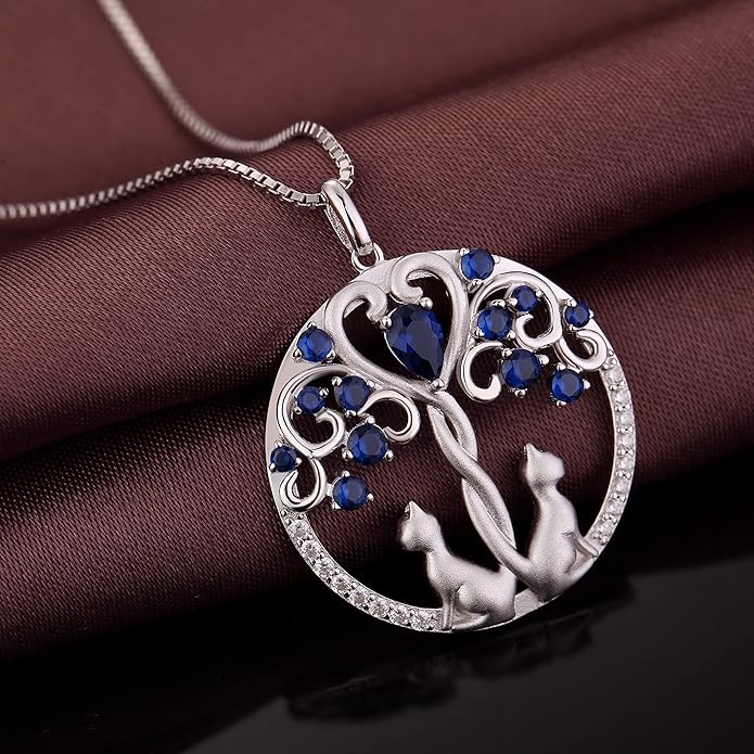 jiamiaoi 18K White Gold Plated Cat Necklace 925 Sterling Silver Diamond Cat Necklace Silver Cat On Moon Necklace for Women Gift for Birthday/Christmas, Come with Gift Box