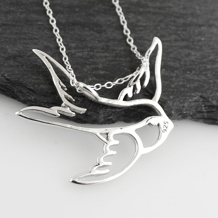 FashionJunkie4Life Sterling Silver Bird Pendant Necklaces for Women