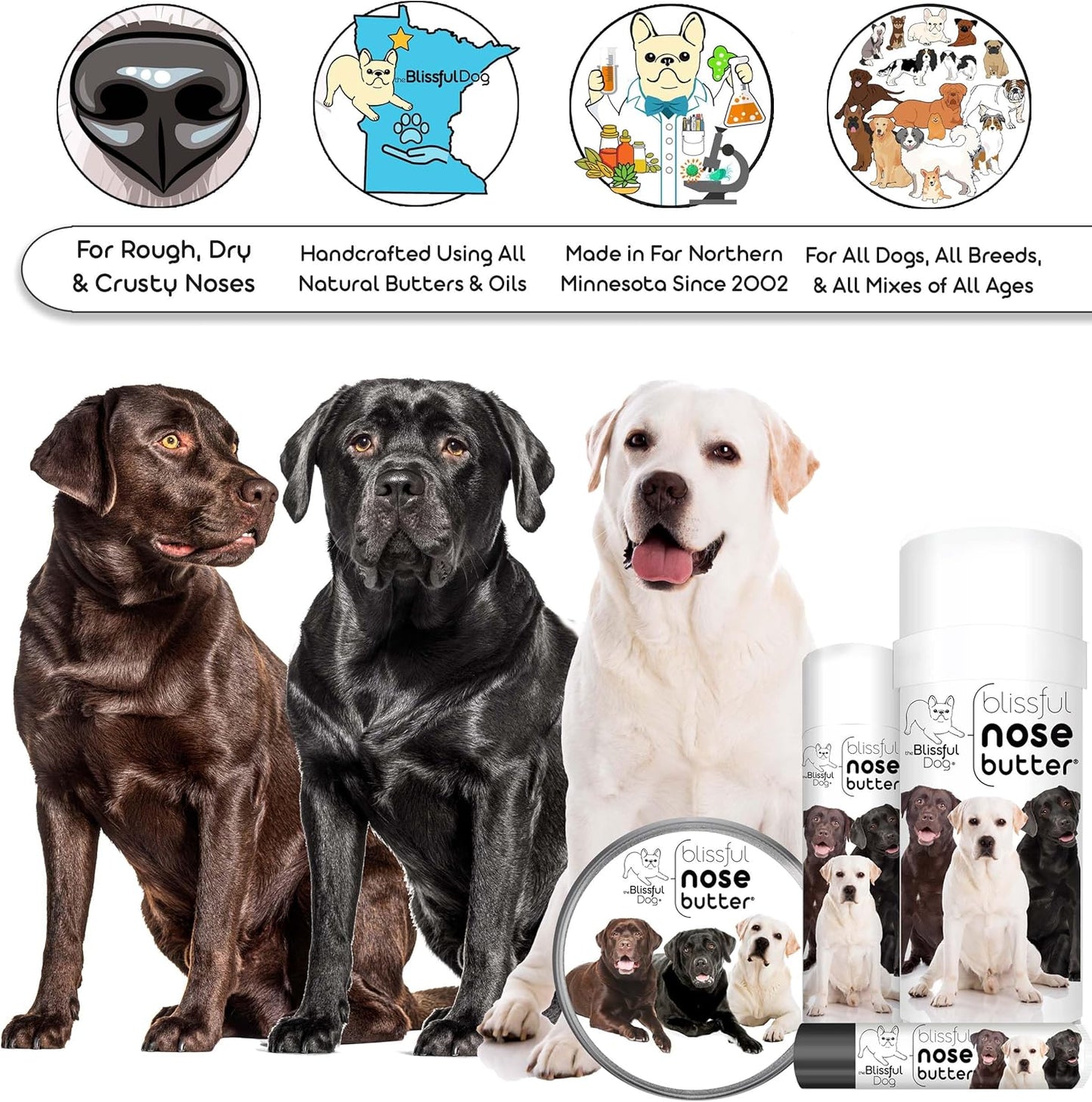 The Blissful Dog Labrador Retriever Unscented Nose Butter, 0.15-Ounce