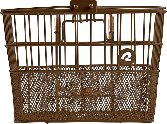 Retrospec Apollo Detachable Front Bike Basket Steel Half-Mesh with Integrated Detachable Hooks and Built-In Handle, Easy Assembly and Portability for Bicycles