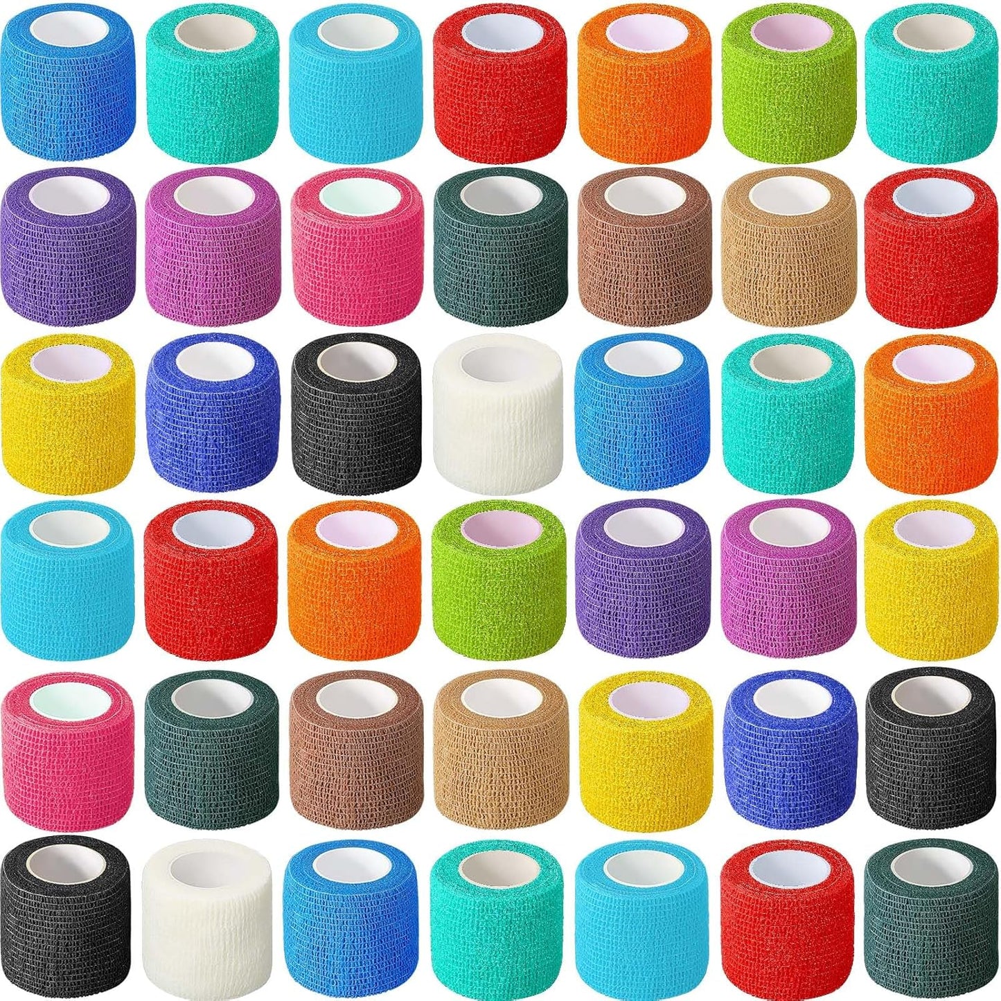 Treela 36 Pcs Self Adherent Bandage 2" X 5 Yard Wrap Breathable Cohesive Bandage Elastic Adhesive Tape for Stretch Athletic Sports Wrist Ankle(Colorful)