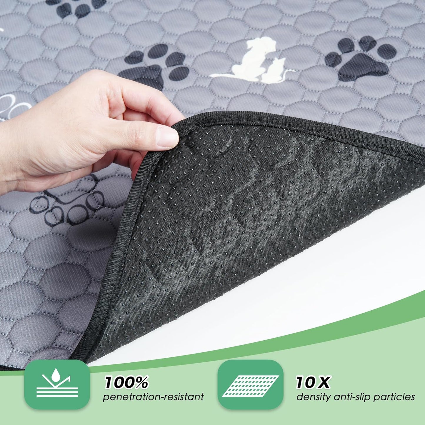 Washable Pee Pads for Dogs, Extra Large Dog Mat, Absorbent Reusable Training Dog Pads Pet Puppy Pads, Non-Slip Potty Pads for Whelping, Playpen, Crate, Bed, Grey 65"x48"
