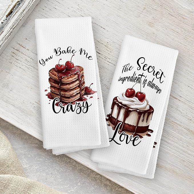 Funny Valentine Poems Kitchen Towels Set of 2, Heart Love Wedding Gift, Love Gifts Gifts for Her Girlfriend Wife Women Decoration Tea Towels Kitchen Hand Towels 16x24 Inch