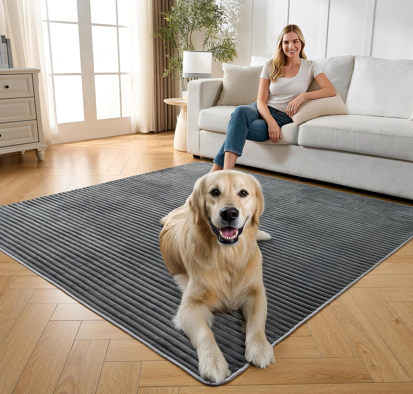 Flannel Washable Pee Pad for Dogs - 2 Pack Reusable Dog Pee Pads Extra Large, Fast Absorb Pet Playpen Mat with Non-Slip Back, Waterproof Puppy Training Pad. (Dark Grey, 36" X 48")