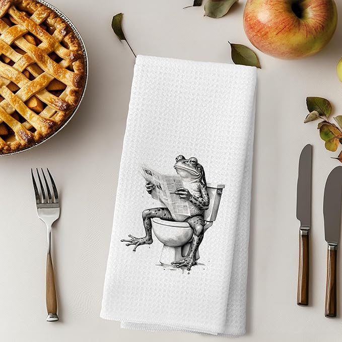 Funny Bathroom Hand Towels，Frog Gifts for Women,Frog Bathroom Decor,16x24 inch