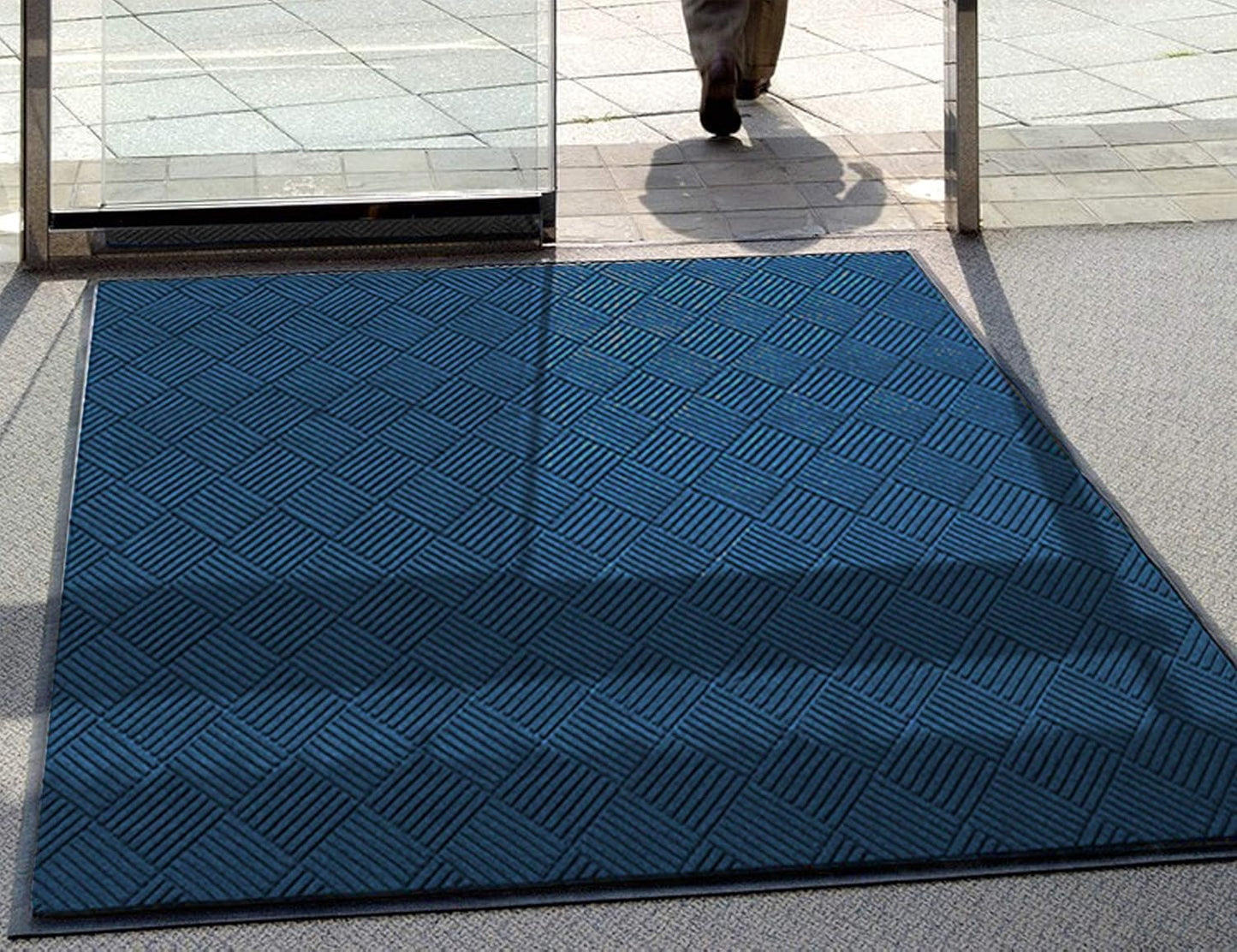 M+A Matting WaterHog Diamond | Commercial-Grade Entrance Mat with Rubber Border – Indoor/Outdoor, Quick Drying, Stain Resistant Door Mat (Navy, 6' x 8')