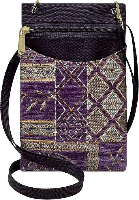 Danny K. Women's Tapestry Crossbody Cell Phone or Passport Purse, Handmade in USA