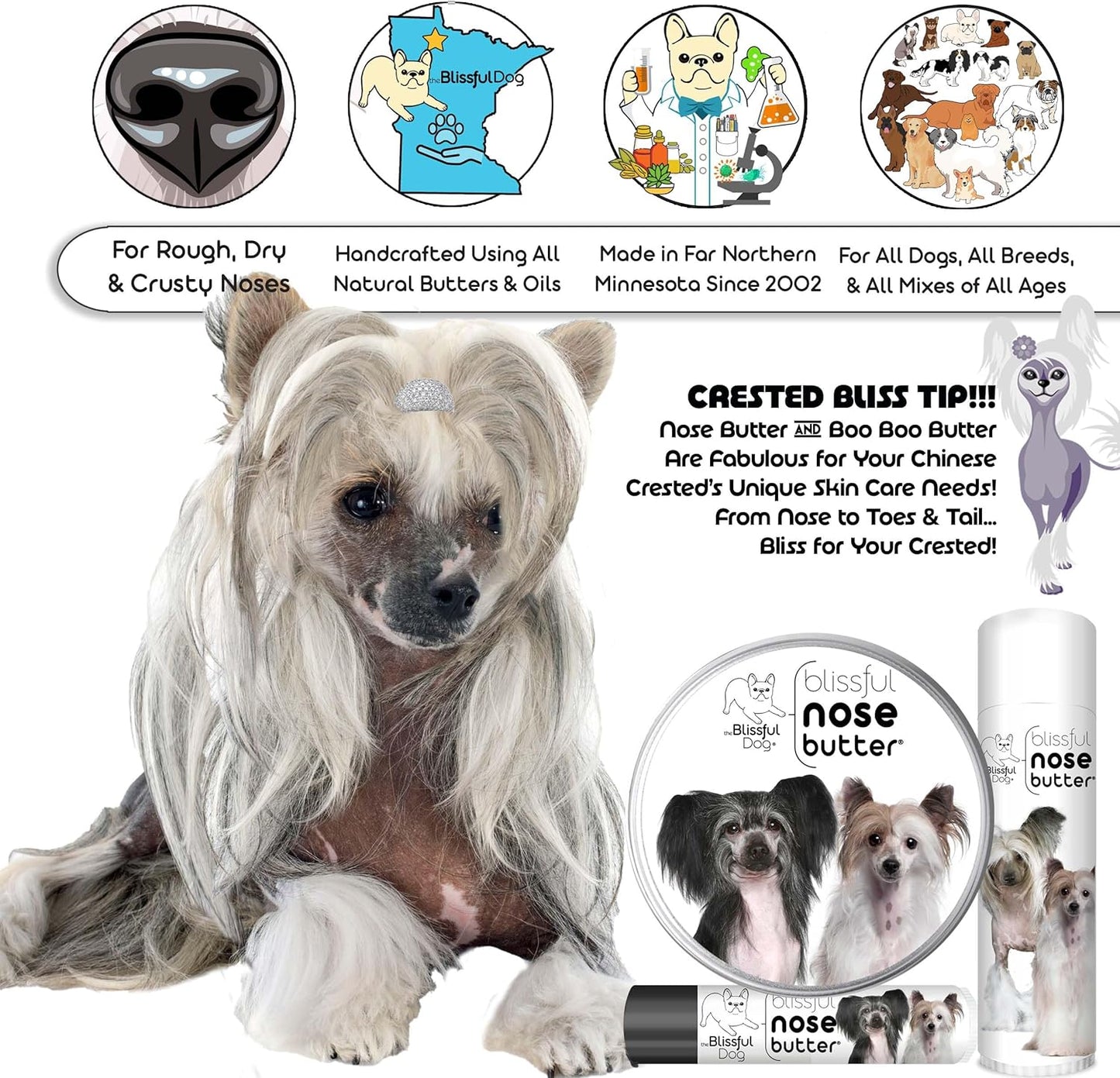 The Blissful Dog Chinese Crested Unscented Nose Butter, 0.15-Ounce