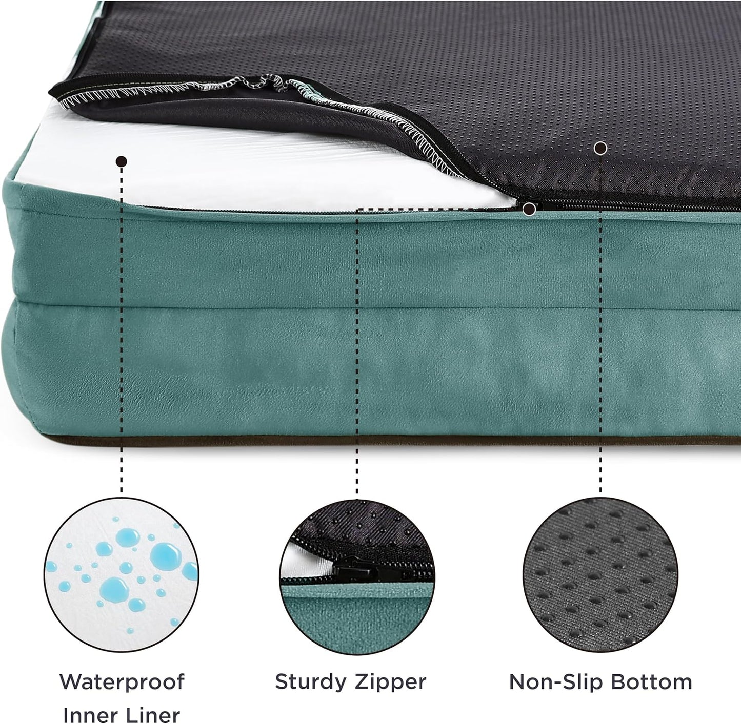Bedsure XL Plus Orthopedic Dog Bed for Extra Large Dogs - Washable XLarge Dog Cat Bed Waterproof, Comfort Dogs Couch Sofa with Washable Removable Cover, Pet Bed with Nonskid Bottom, Washed Blue, 48"