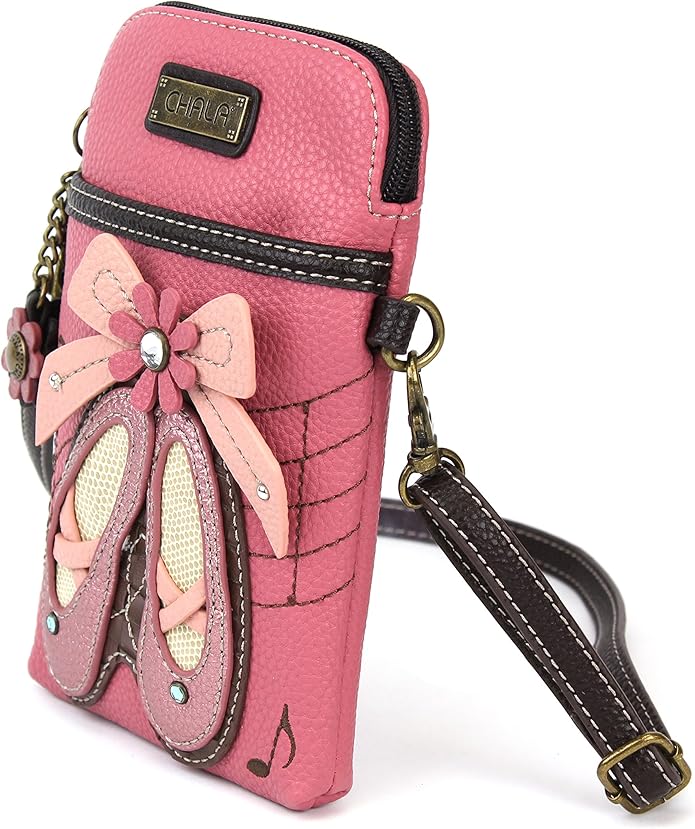 CHALA Cell Phone Crossbody Purse-Women PU Leather/Canvas Multicolor Handbag with Adjustable Strap