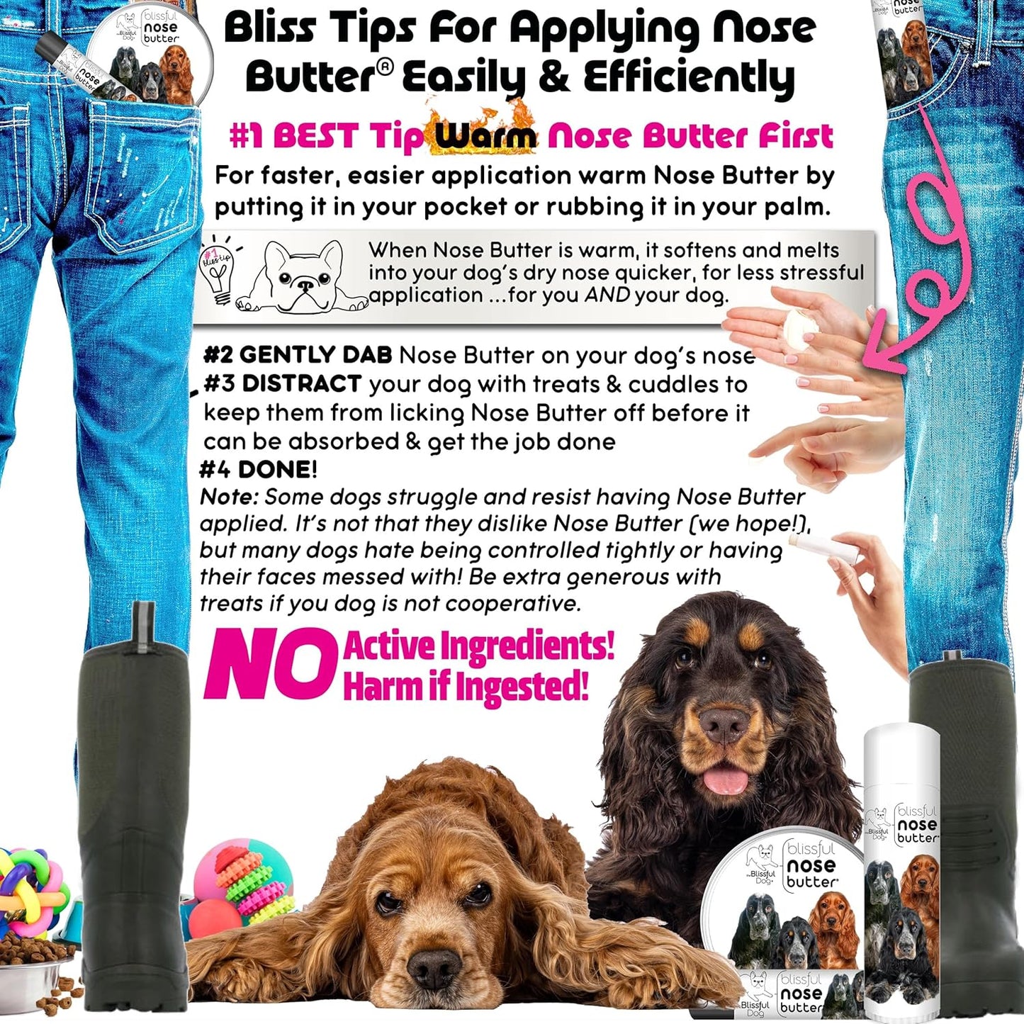 The Blissful Dog English Cocker Spaniel Unscented Nose Butter - Dog Nose Butter, 0.15 Ounce