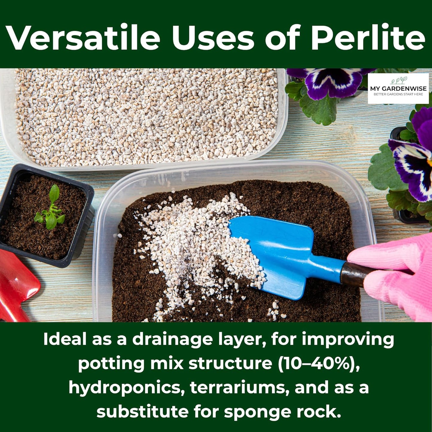 Perlite for Plants, Coarse and Chunky Horticultural Perlite, Organic Perlite for Gardening Indoor & Outdoor, Perlite Bulk Bag, Made in USA (1 Quart)