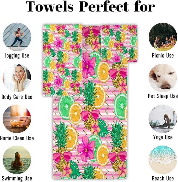 Gaming 3 Piece Towel Bathroom Sets, 1 Bath Towel, 1 Washcloth, 1 Hand Towel, Cotton Fast Dry Soft Absorbent Towel Set for Home Kitchen Family (Holiday Pineapple)