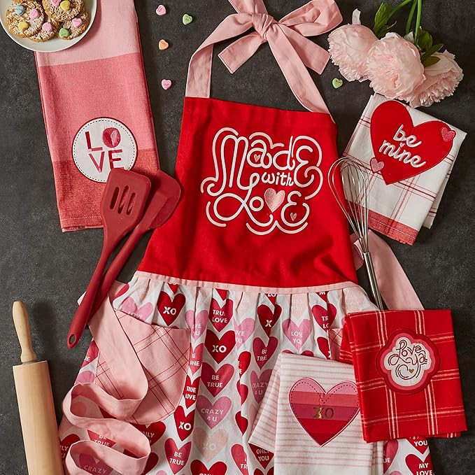 DII Valentine's Day Collection Kitchen, Dishtowel Set, 18x28, Love Assorted, 4 Piece