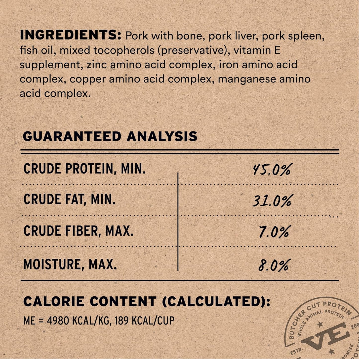 Vital Essentials Freeze-Dried Raw Pork Meal or Mixer Cat Food Soft Nibs | 99% Pork, Organs & Bone | 12 oz