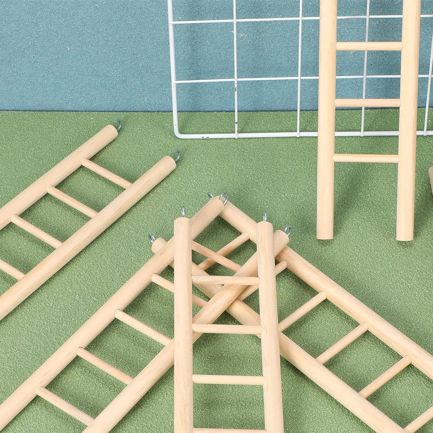 Kigeli 6 Pcs Wood Step Ladder for Bird, Hanging Bird Ladder Parrot Step Cage Hanging Climbing Toys for Parakeets, Parrots, Cockatoo and Lovebirds