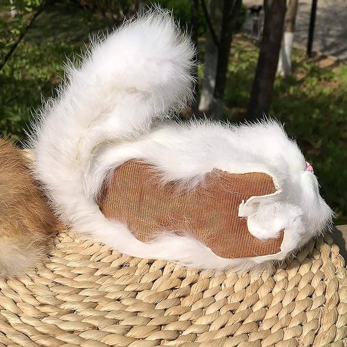 Pack of 2 Realistic Furry Baby Cats Figurines Simulation Kittens/Synthetic Fur Pet Stuffed House Animal Replica/Photo Props/Collectible Gift (Orange+White)